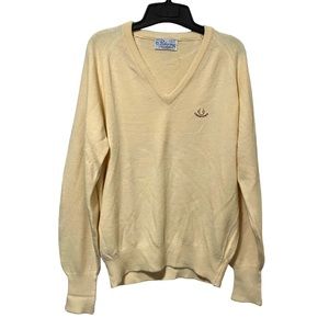 Vintage Pickering Kimberton Co Uniontown Country Club Yellow Golf Sweater